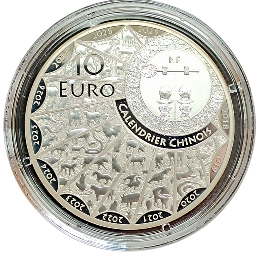France 10 Euros 2019 Année du cochon Coffret BE Argent 22.2 gr