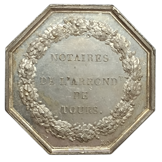 Jeton Notaires de l'arrondissement de Tours Argent 12.63 gr 30.5 mm