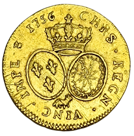 Louis XV (1715-1774) Double Louis d'or de Béarn au Bandeau 1756 Vaquette Pau 16.19 gr