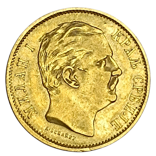 Serbie Milan Ier (1882-1889) 10 Dinars 1882 Vienne Or 3.20 gr
