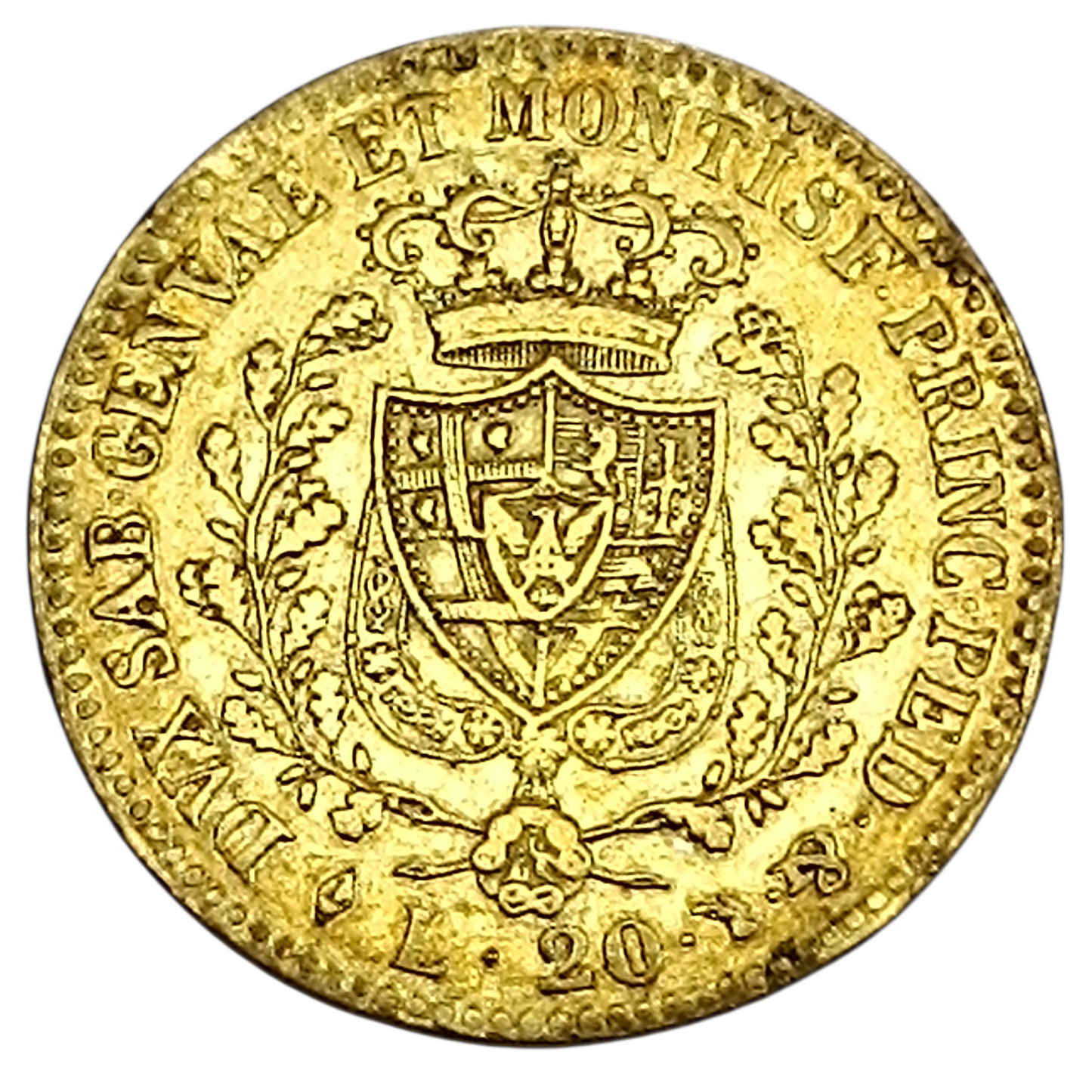 Italie Royaume de Piémont Sardaigne Charles Félix (1821-1831) 20 Lire 1824 L Turin Or 6.39 Gr