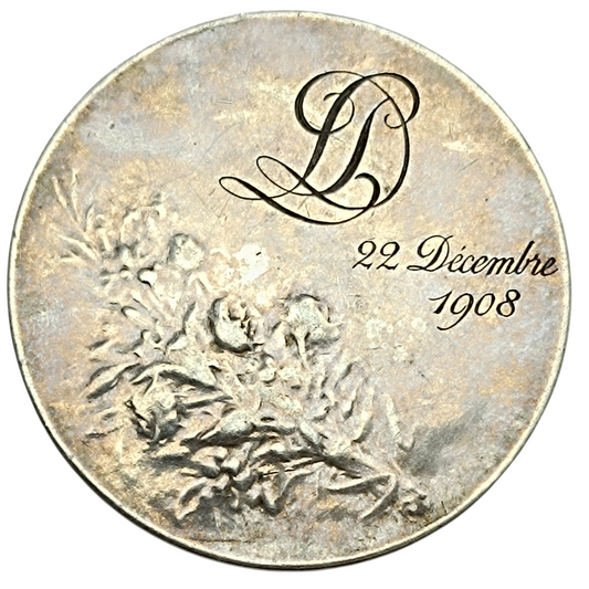 Médaille de Mariage et Amour 22 Décembre 1908 Argent par Vernon 33.76 gr