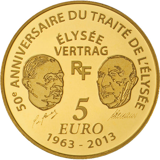 Monnaie de Paris 5€ Traité de l'Élysée Europa 2013 Or BE 1/2 gr