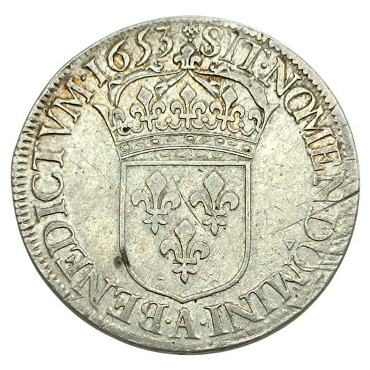 Louis XIV (1643-1715) Écu à la mèche longue 1653 A Paris Argent 27.16 gr