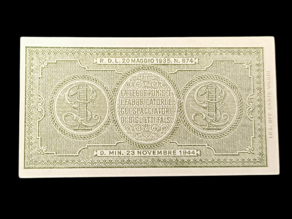 Italie Billet 1 Lire 1944. État Neuf