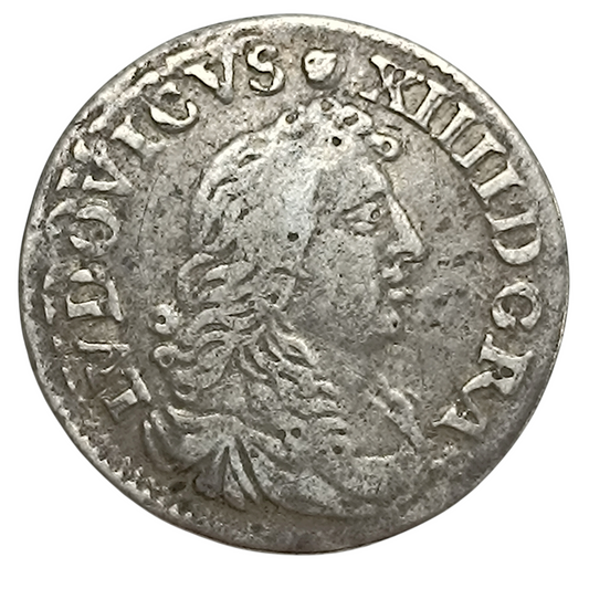 Louis XIV (1643-1715) 4 sols des traitants 1677 D Lyon 1,63gr L4L. 200