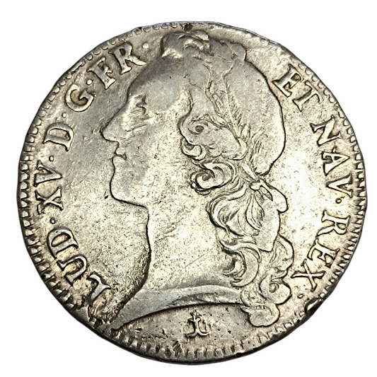 Louis XV (1715-1774) Écu au bandeau 1747 N Montpellier Argent 29.38 gr