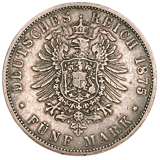 Allemagne Prusse Wilhelm (1861-1888) 5 Mark 1875 A Berlin Argent 27.54 gr