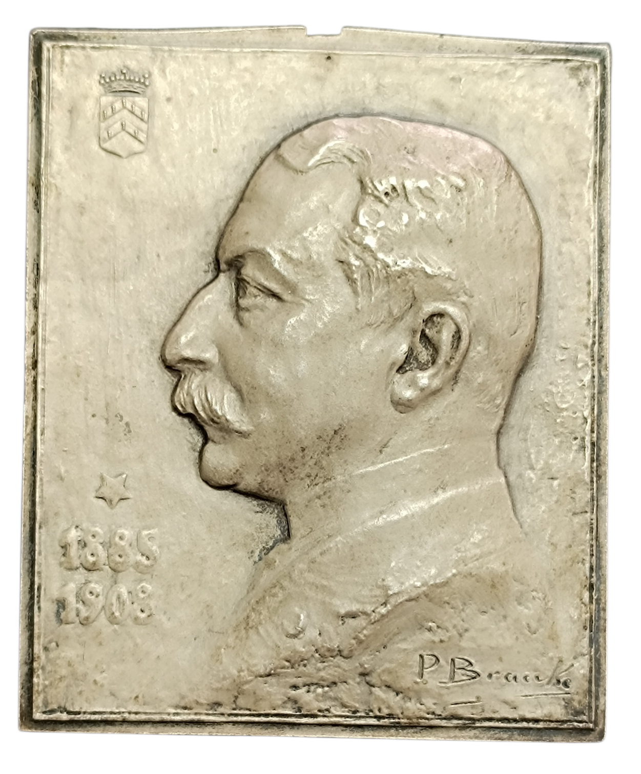 Belgium Plate representing an unknown man 1885 1908 by Pieter-Jean Braecke 57 x 69 mm