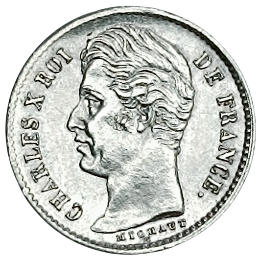 Charles X (1824-1830) 1/4 Quart de franc 1830 A Paris Tranche lisse Argent 1.24 gr