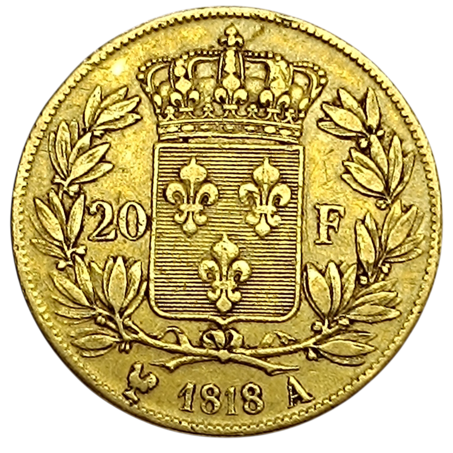 Louis XVIII (1815-1824) 20 Francs 1818 A Paris Or 6.43 gr