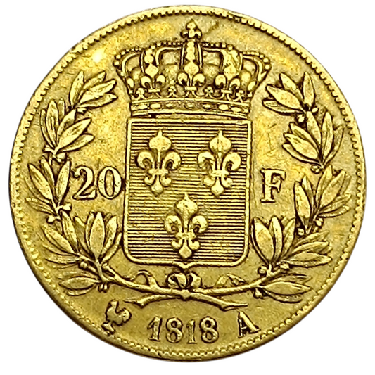 Louis XVIII (1815-1824) 20 Francs 1818 A Paris Or 6.43 gr
