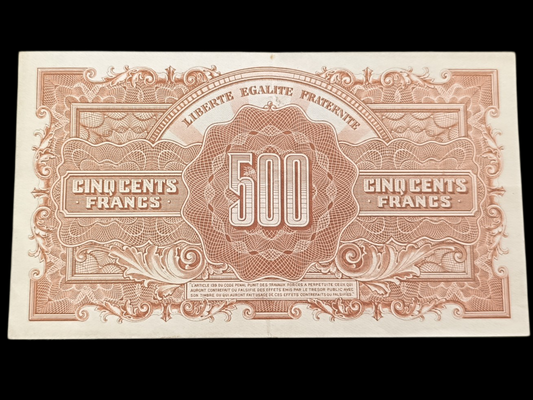 Billet 500 Francs Marianne fabrication anglaise 1945
