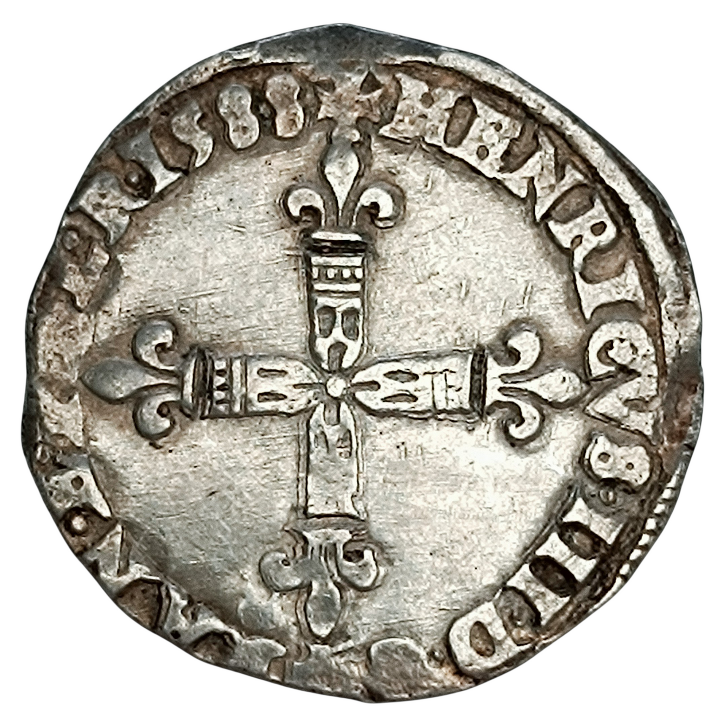 Henri III (1574-1589) Quart d'écu 1588 L Bayonne Argent 9.58 gr