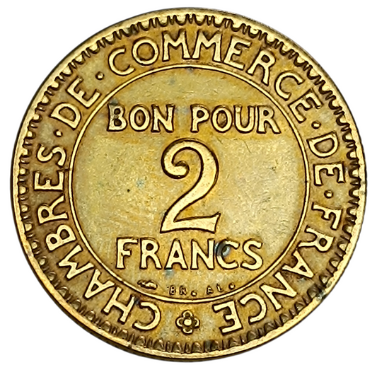 Monnaie fautée. Coins tournés. 2 Francs 1925 Domard. 7.96 gr