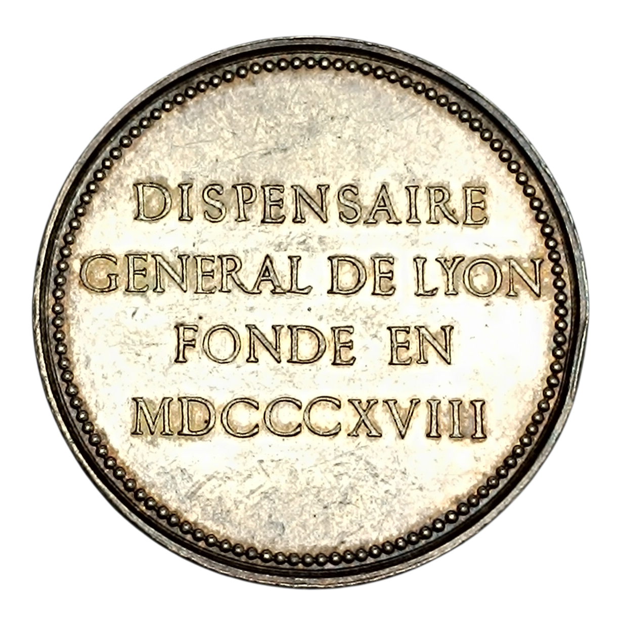 Ficha Dispensario General de Lyon fundado en 1818 Plata 16,07 gr 33 mm