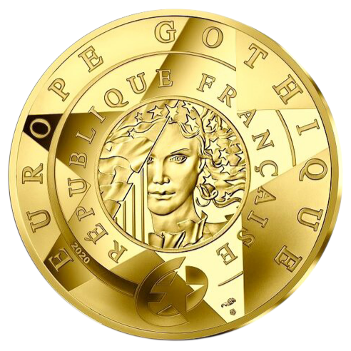 France 5 euros 2020 Europa La France Epoque Gothique Coffret BE Or 0.5 gr .999 11 mm