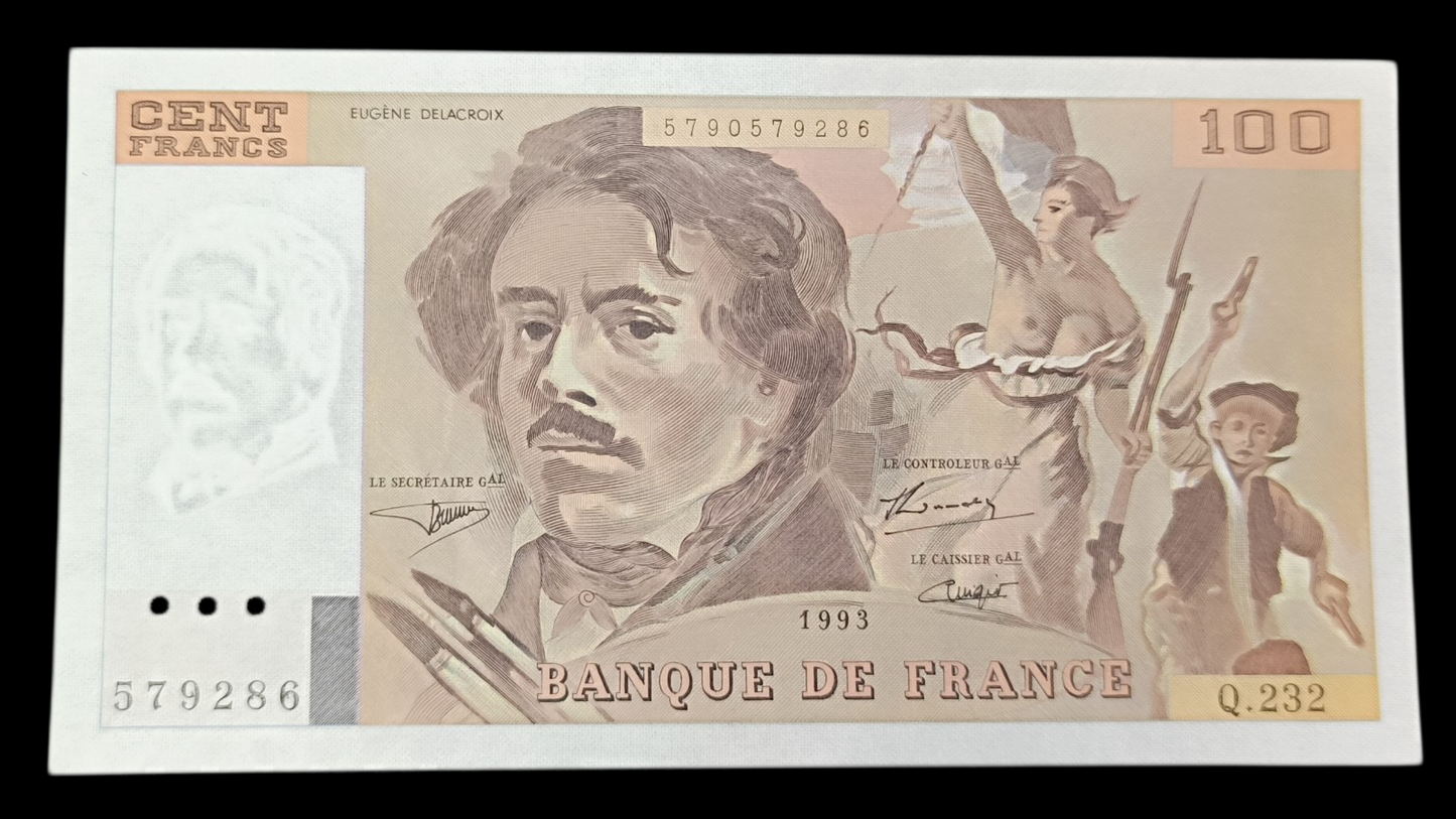 Billet 100 Francs Delacroix 1993. Q.232. État Neuf