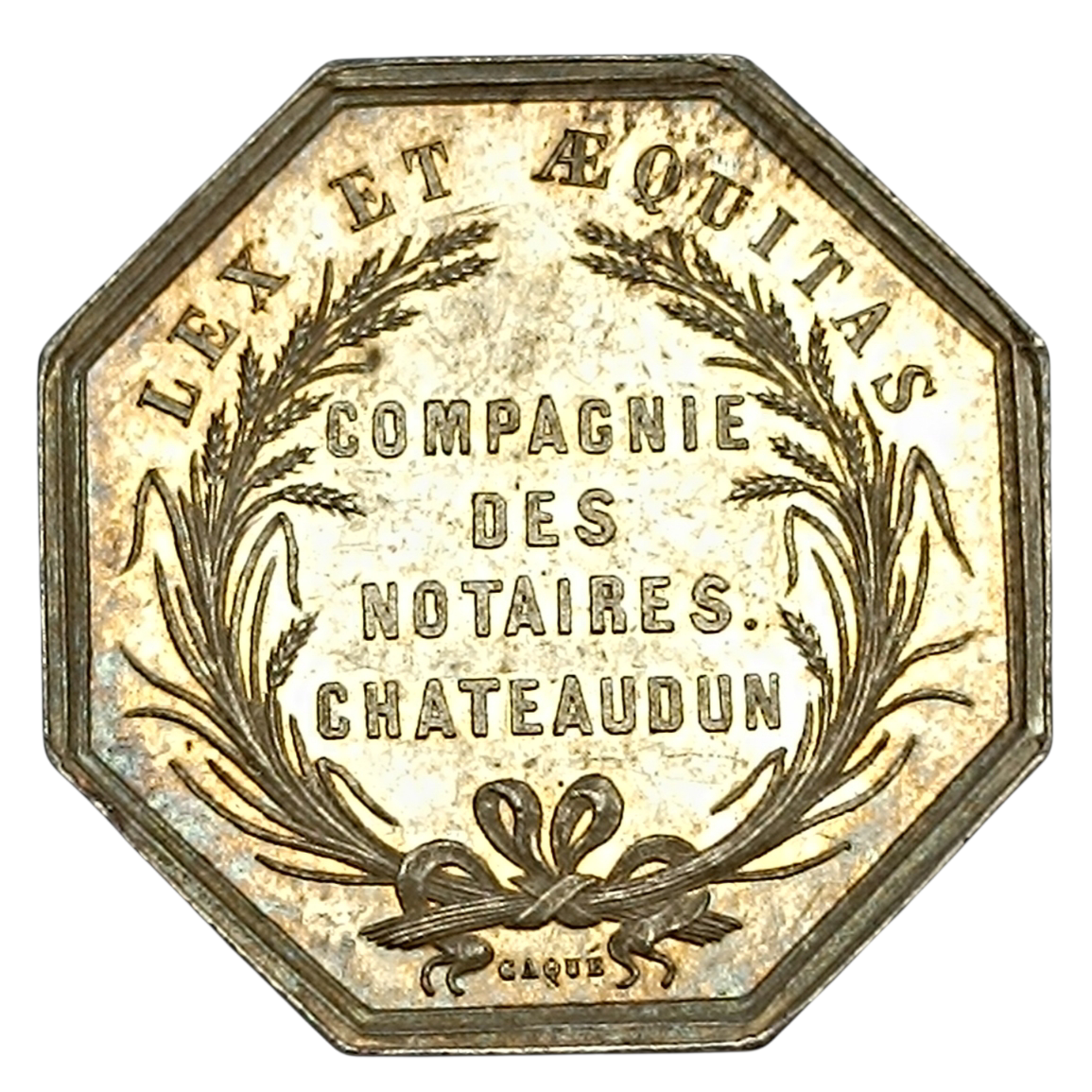 Jeton Compagnie des Notaires de Chateaudun Napoléon III Tête laurée Argent 12.13 gr 30.5 mm