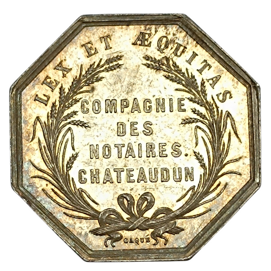 Company token of notaries of Chateaudun Napoleon III silver 12.13 gr 30.5 mm