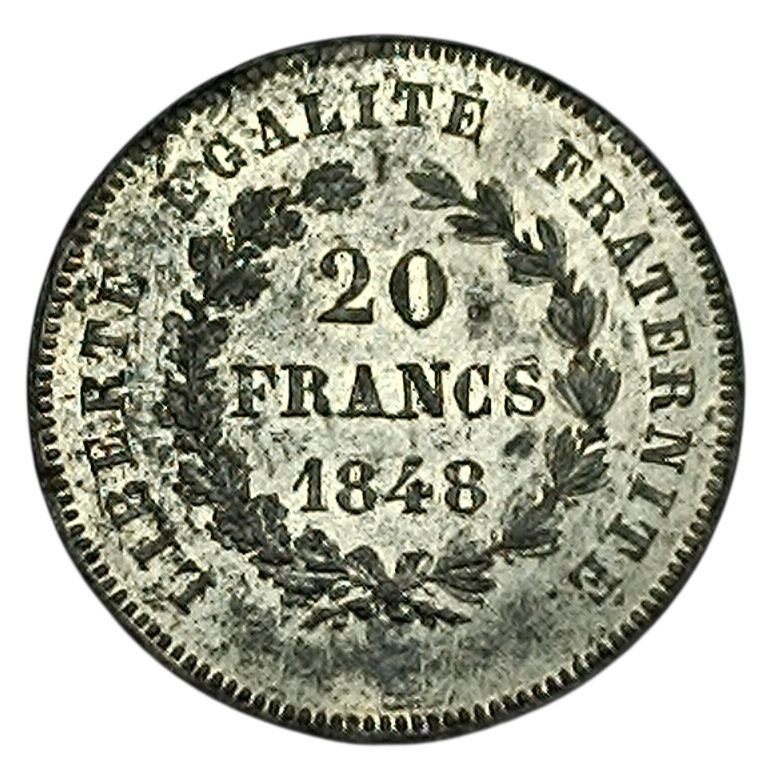 Concours 20 francs or 1848 en étain par Bouvet 2.75 gr