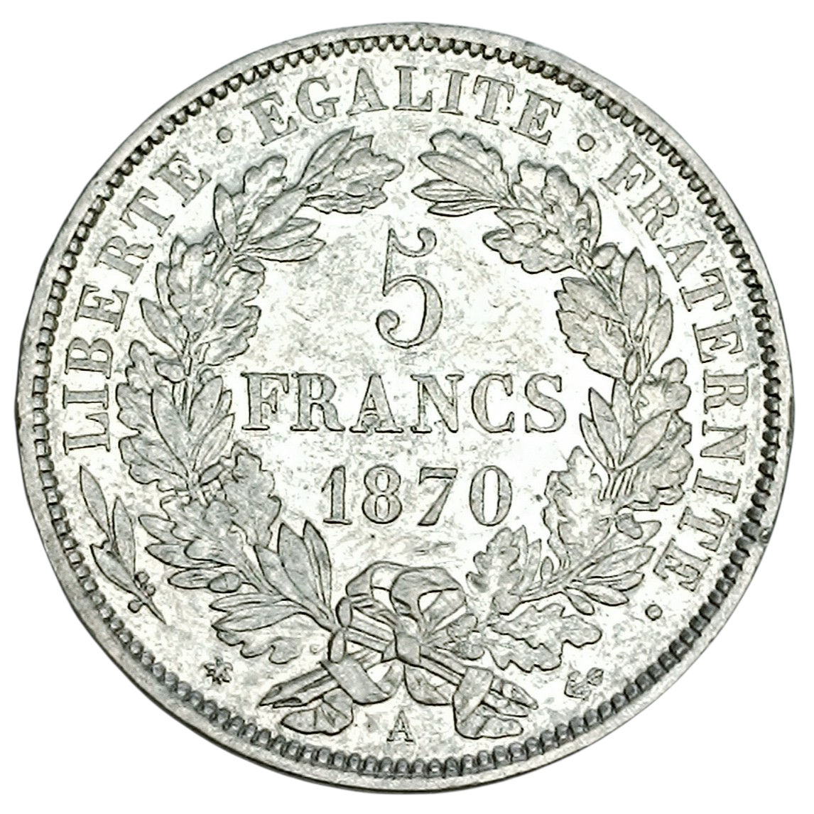 Cérès avec légende 5 Francs 1870 A Paris Argent 24.90 gr