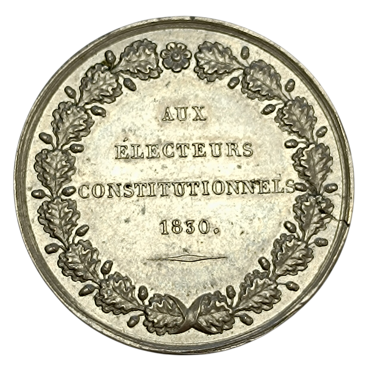 Jeton La dissolution de 1830. Aux électeurs constitutionnels. 19.6 gr