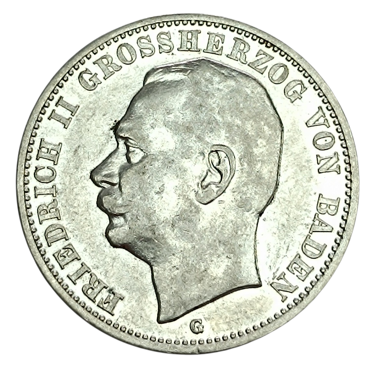 Allemagne Baden Friedrich II 3 Mark 1914 G Karlsruhe Argent 16.65 gr