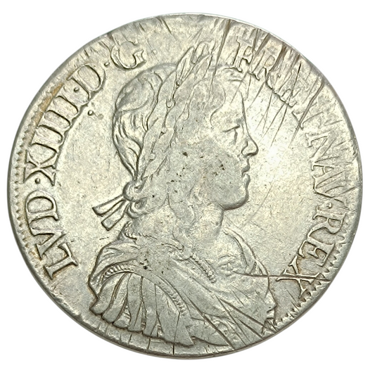 Louis XIV (1643-1715) Écu à la mèche longue 1653 A Paris Argent 27.16 gr