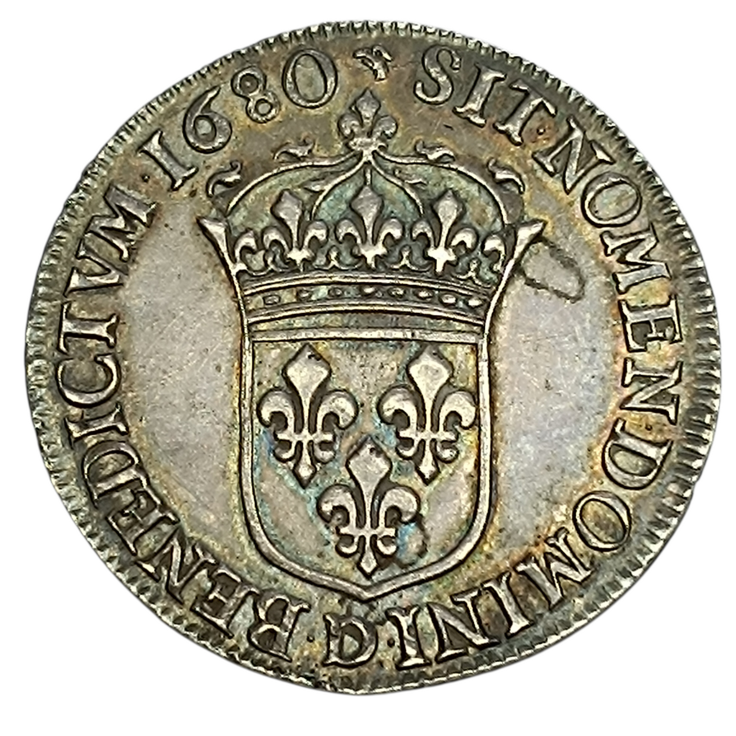 Louis XIV (1643-1715) 1/2 Demi Écu à la cravate 1680 D Lyon 13.62 Gr