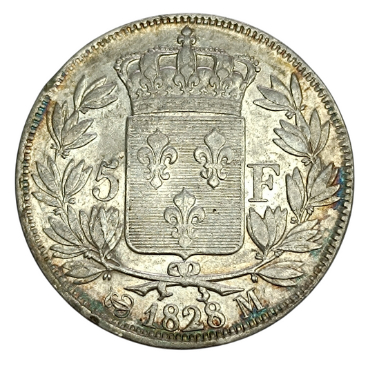 Charles X (1824-1830) 5 Francs Argent 1828 M Toulouse 24.81 gr
