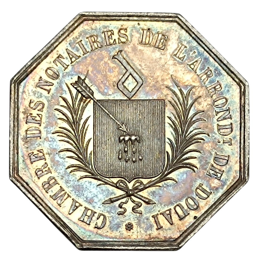 Jeton Notaires de l'arrondissement de Douai (Nord) Argent 10.40 gr 30.5 mm