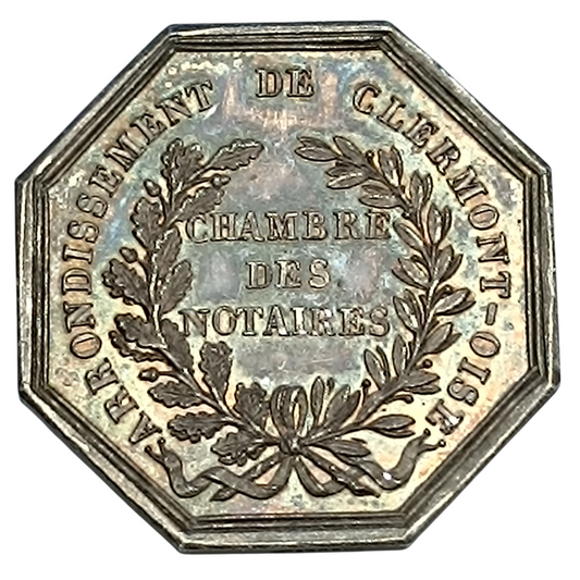 Jeton Notaires Clermont - Oise 1824 Argent 14.79 gr 30 mm