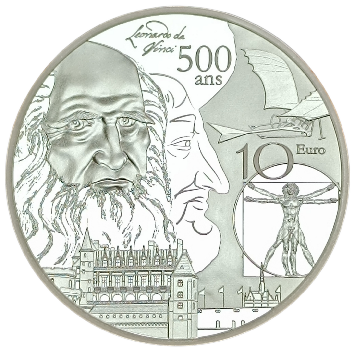 10 Euros Époque renaissance Léonard de Vinci 2019 BE argent 22.2 gr sous capsule