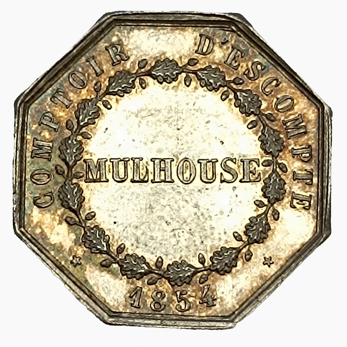Jeton Comptoir d'escompte de Mulhouse 1854 Argent 6.7 gr
