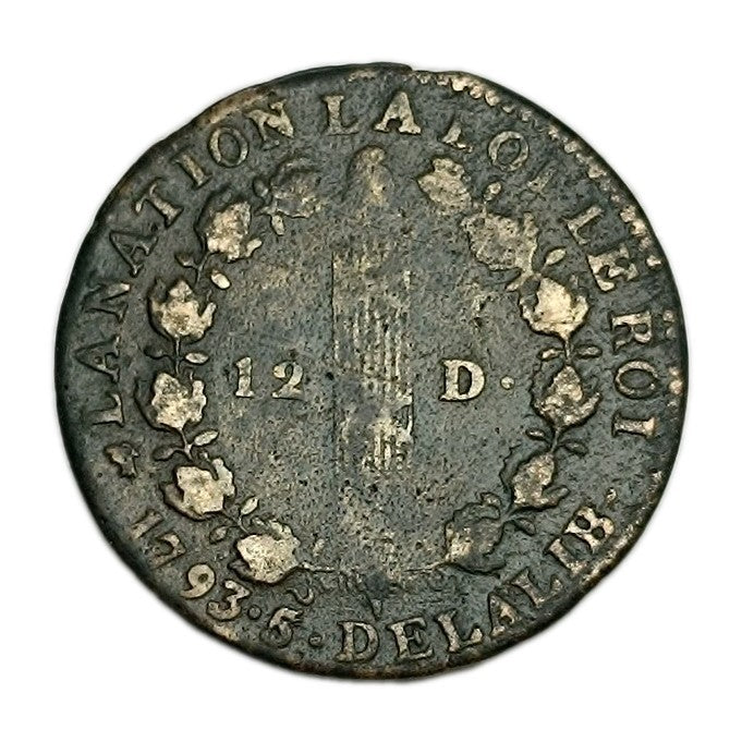 Louis XVI - 12 Deniers 1793 D.. Riorges - 11.73 Gr