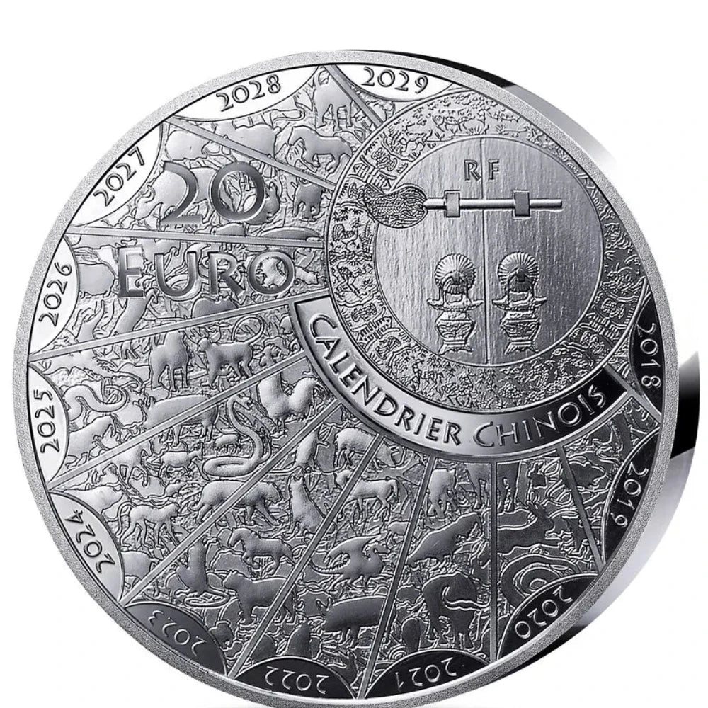 Monnaie de Paris 20 Euros 2025 BE Haut relief Calendrier chinois année du Serpent Argent Dans son coffret