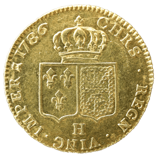 Louis XVI (1774-1792) Double louis d'or à la tête nue 1786 H La Rochelle 15,28 gr