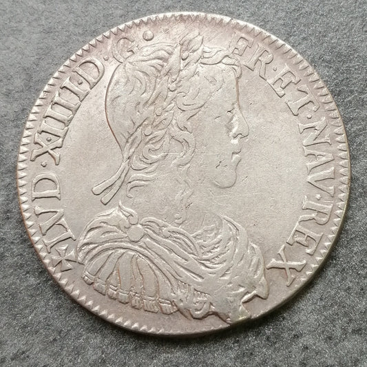 Louis XIV (1643-1715) 1/2 écu à la mèche longue- Croix de Malte - 1654 T Nantes 13.54 gr - L4L. 164