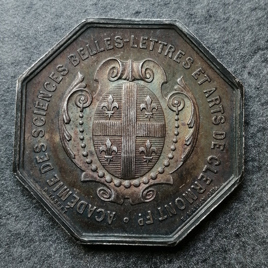 Jeton Présence Académie des sciences belles lettres et arts de Clermont-Ferrand 1871 Argent 15 gr 33 mm