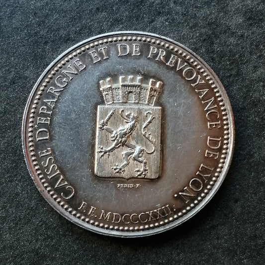 Jeton Caisse d'épargne et de prévoyance de Lyon 1822 Argent 10.68 gr 33 mm