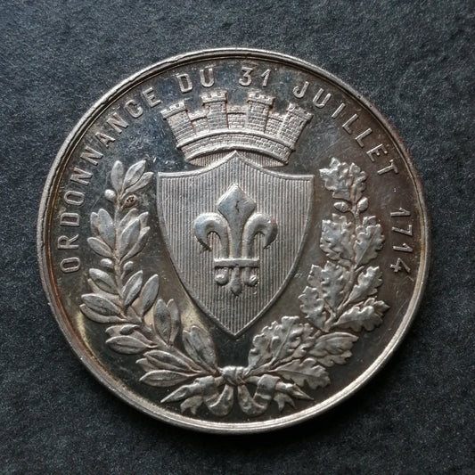 Jeton Chambre de commerce de Lille - ordonnance du 31 juillet 1714 argent 22.44 gr 37 mm