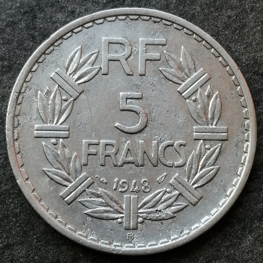 Lavrillier 5 francs 1948 B Beaumont Aluminium 3,77 gr G.766a