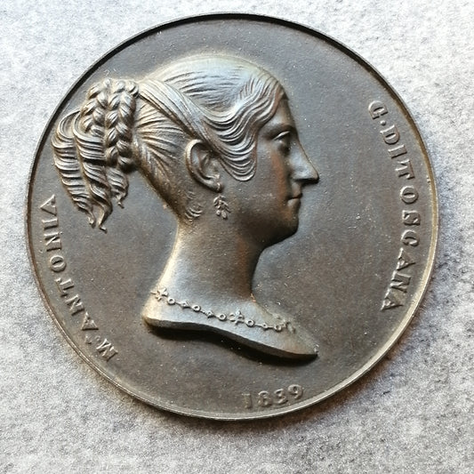 Médaille fonte de fer Uniface Antonia Di Toscana 1839 63.10 gr 69 mm