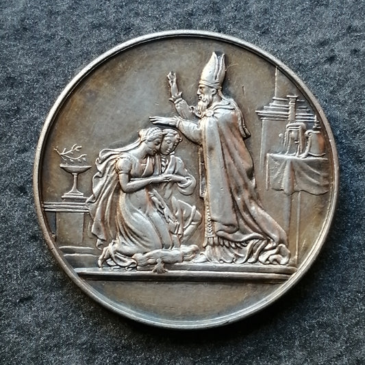 Médaille de mariage Chrétien / Union en argent 9.85 gr