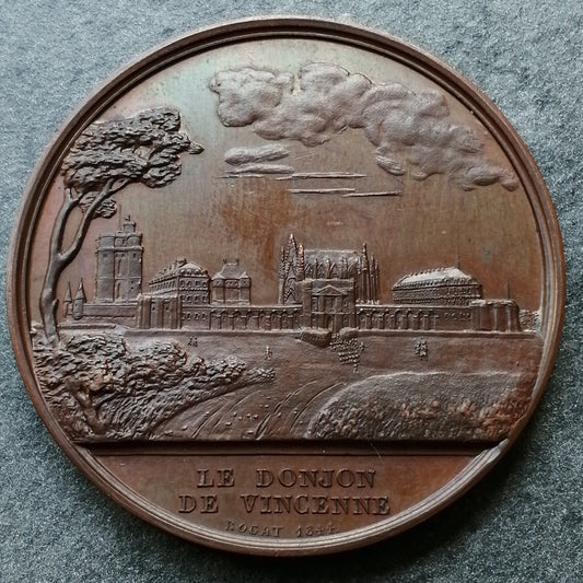 Médaille prise de la Bastille 14 juillet 1789 / Donjon de Vincennes 1844 Cuivre 40.75 gr