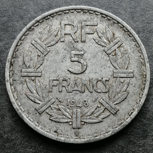 Lavrillier 5 francs 1948 B aluminum - 3,85 gr - G. 766a