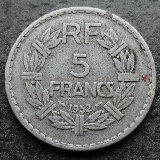 Lavrillier 5 francs 1952 Aluminium - 3,68 gr - G. 766a
