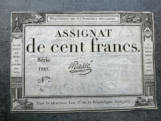 Assignat de 100 francs - Série 1925 - Numéro 6
