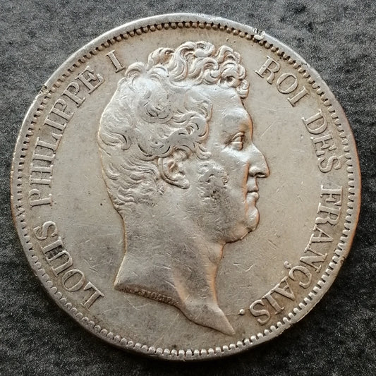 Louis Philippe (1830-1848) 5 francos 1830 A Paris Tiolier Rebanada hueca Plata 24,83 gr G. 676